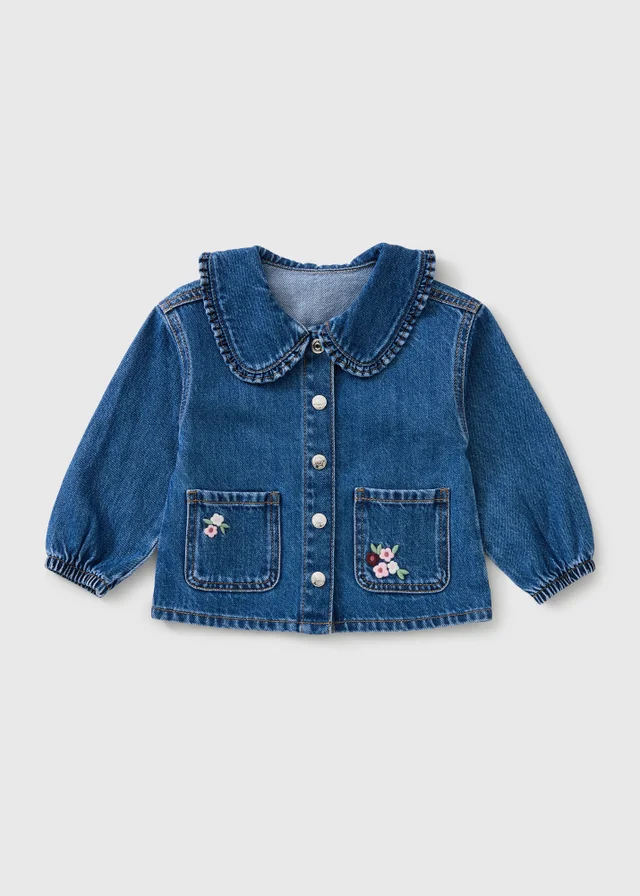 Girls Denim Embroidered Collared Shirt (1-8yrs)