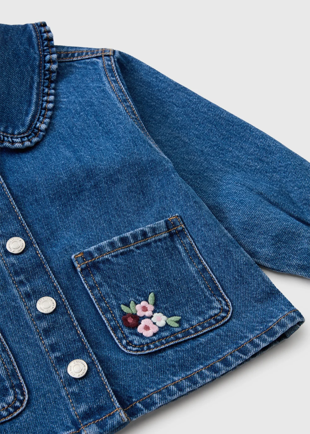 Girls Denim Embroidered Collared Shirt (1-8yrs) - 1-1.5 Yrs Image 2
