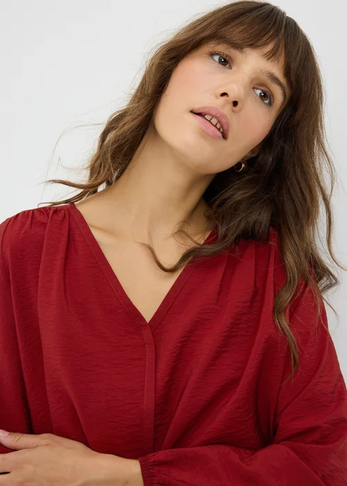 Red Popover Long Sleeve Blouse - 8 Image 3