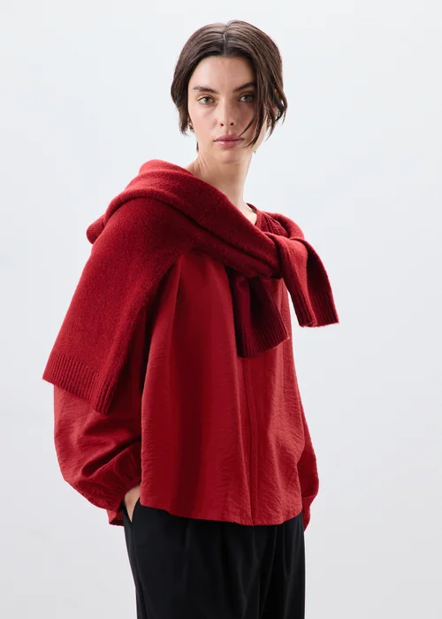 Red Popover Long Sleeve Blouse - 8 Image 1