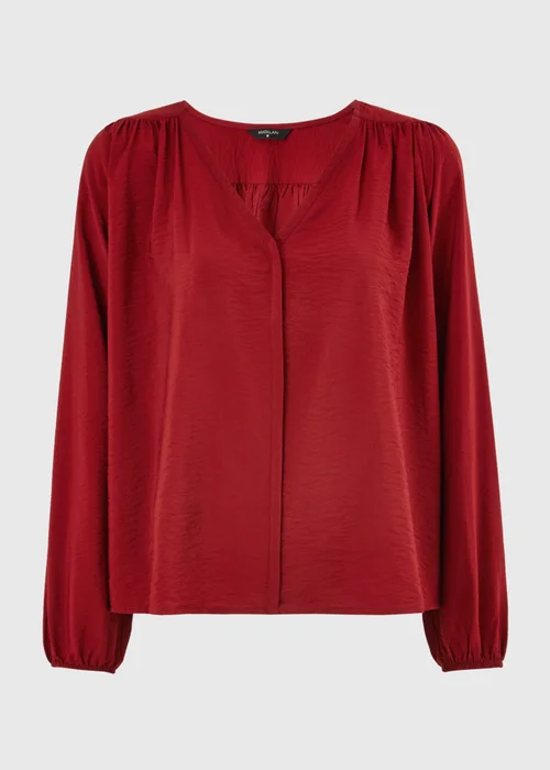 Red Popover Long Sleeve Blouse - 8 Image 4