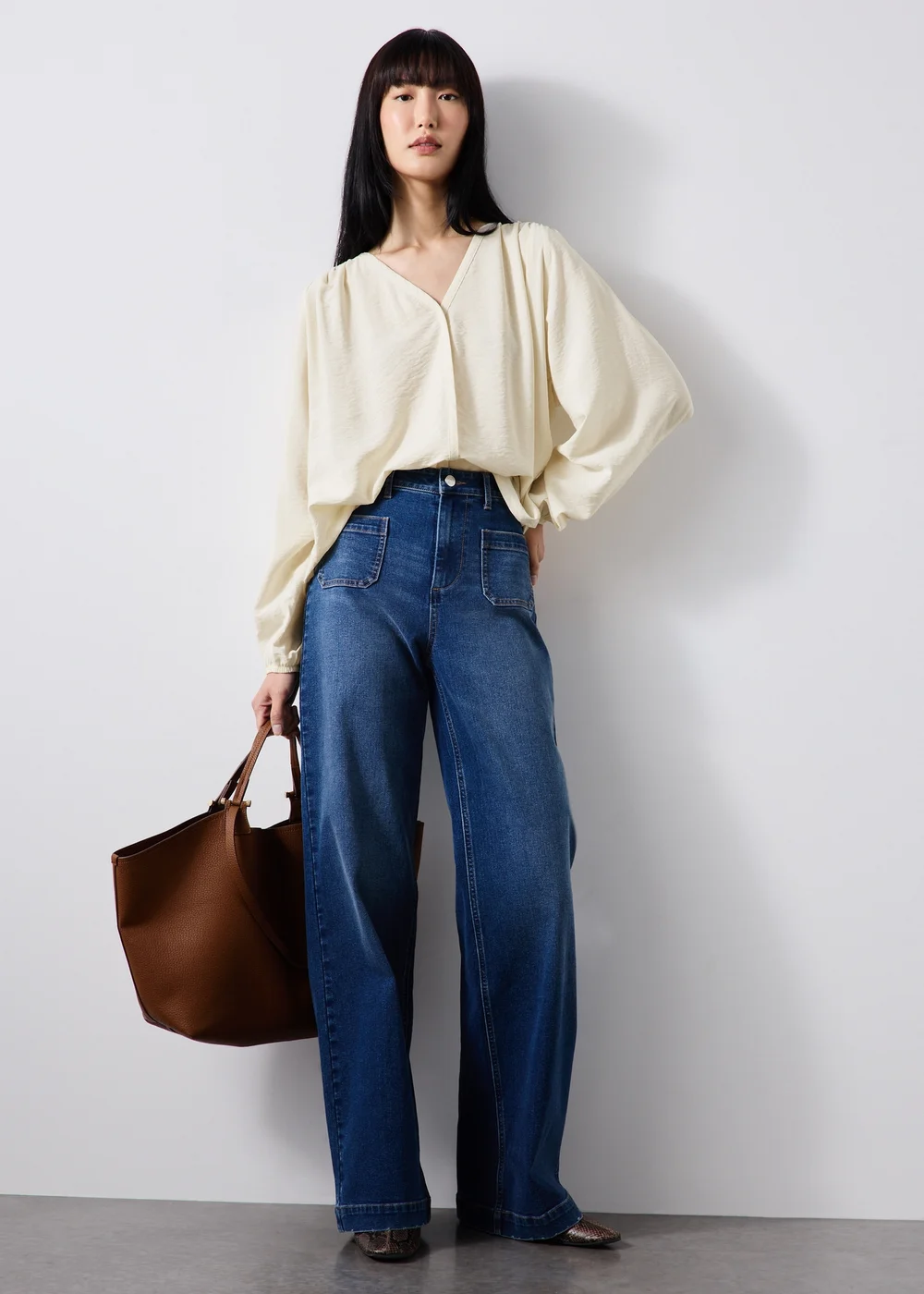 Cream Popover Long Sleeve Blouse - 16 Image 2