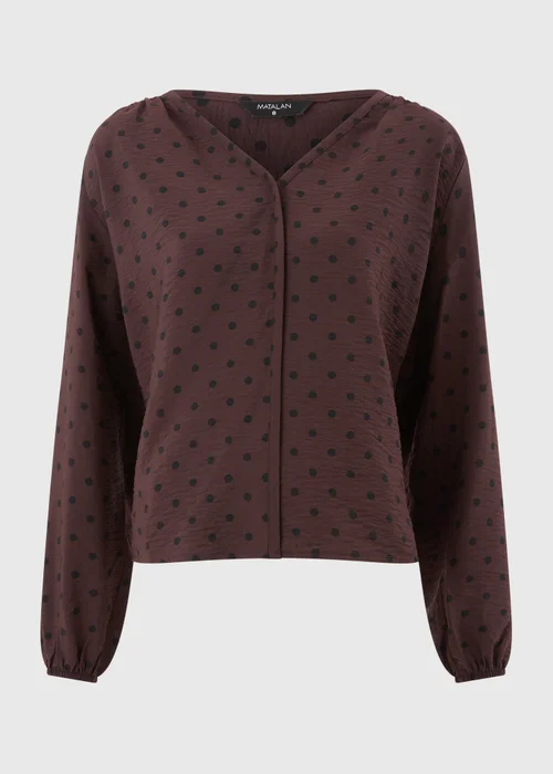 Chocolate Brown Spot Popover Blouse - 8 Image 4