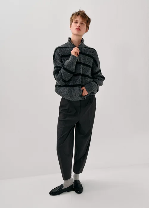 Dark Grey Barrel Leg Trousers (Long Length) - 8/L33 Image 2