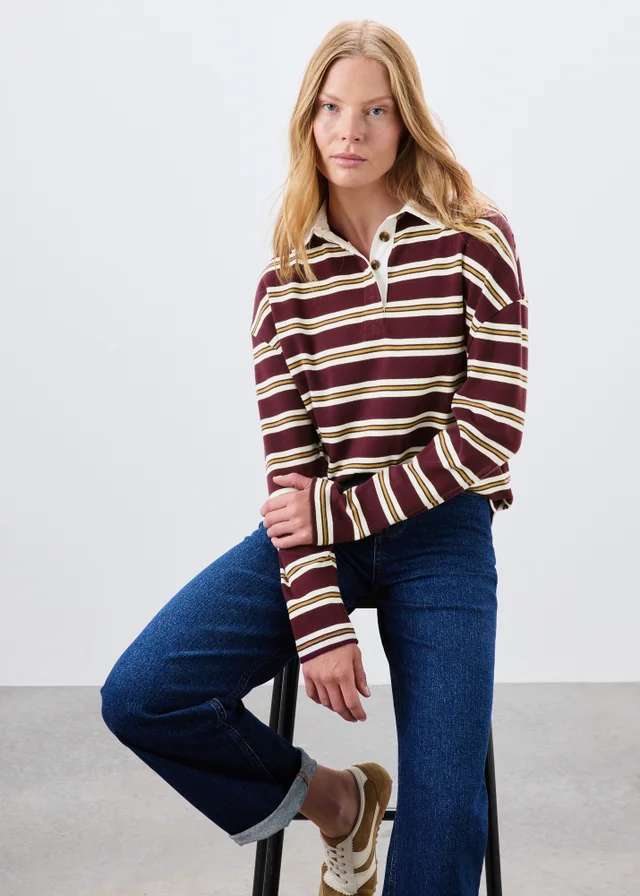 Burgundy Stripe Rugby T-Shirt