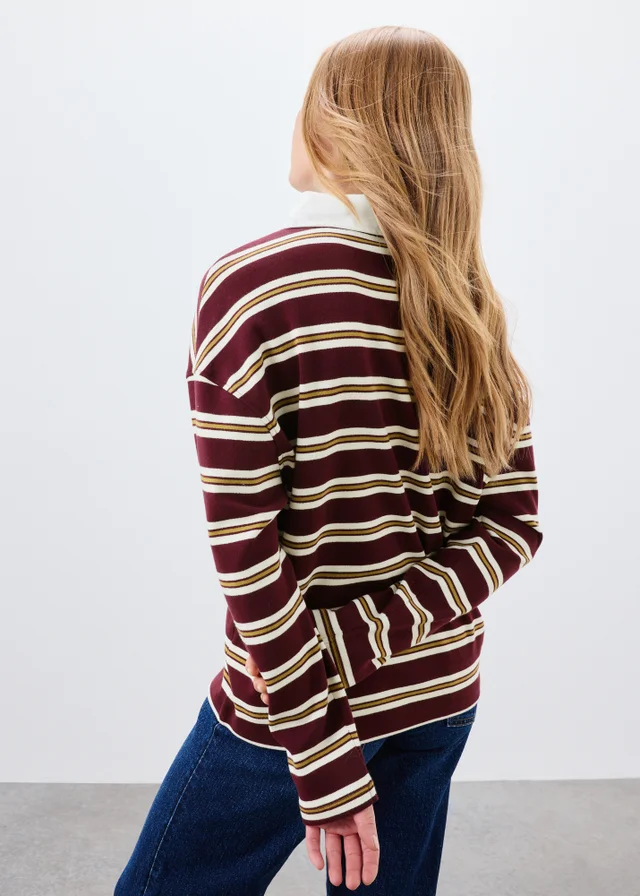 Burgundy Stripe Rugby T-Shirt