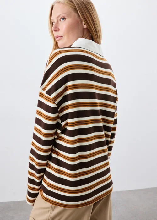 Chocolate Brown Striped Rugby Top - 18 Image 2