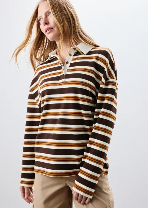Chocolate Brown Striped Rugby Top - 18 Image 1