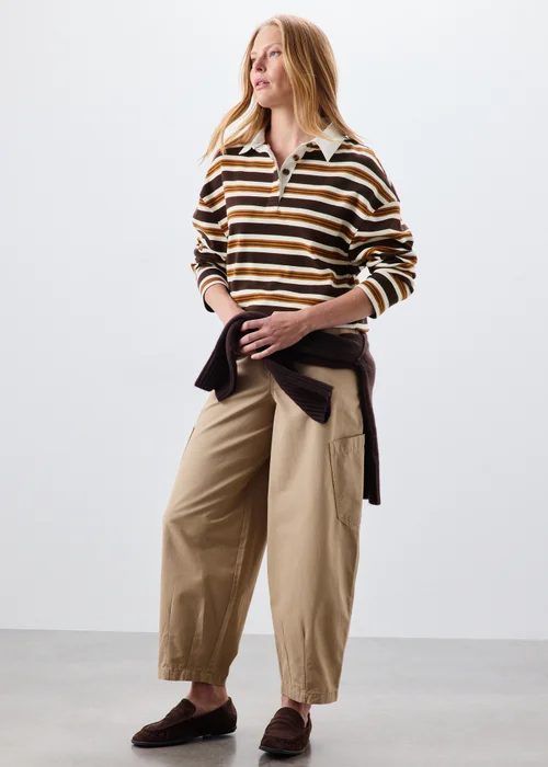 Chocolate Brown Striped Rugby Top - 18 Image 4