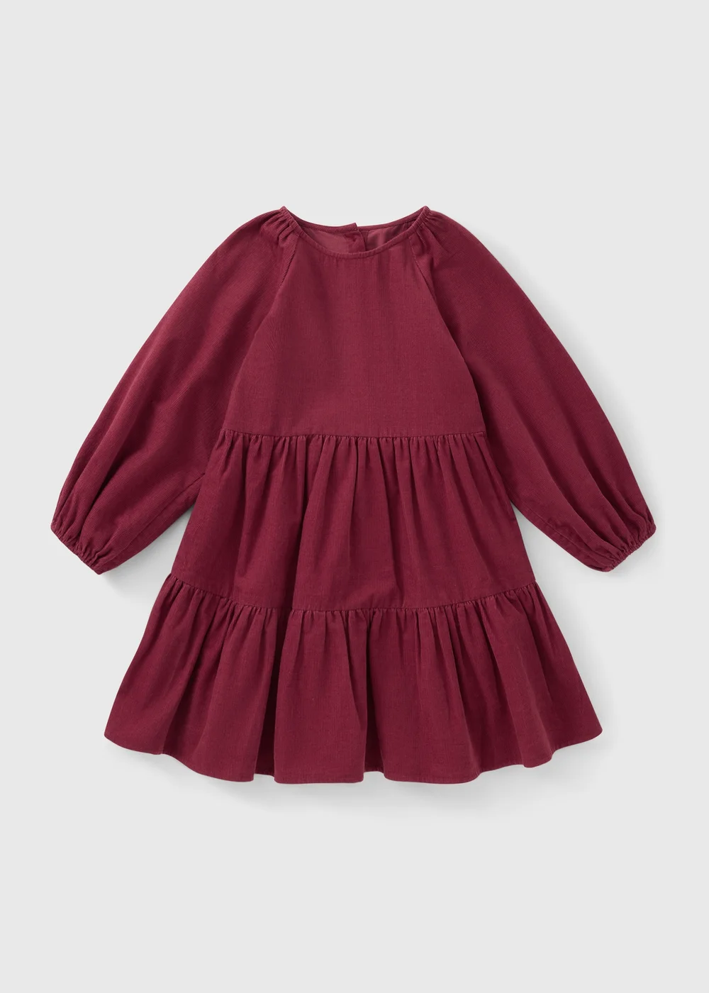 Girls Burgundy Cord Tiered Dress (7-15yrs) - 7 Yrs Image 1
