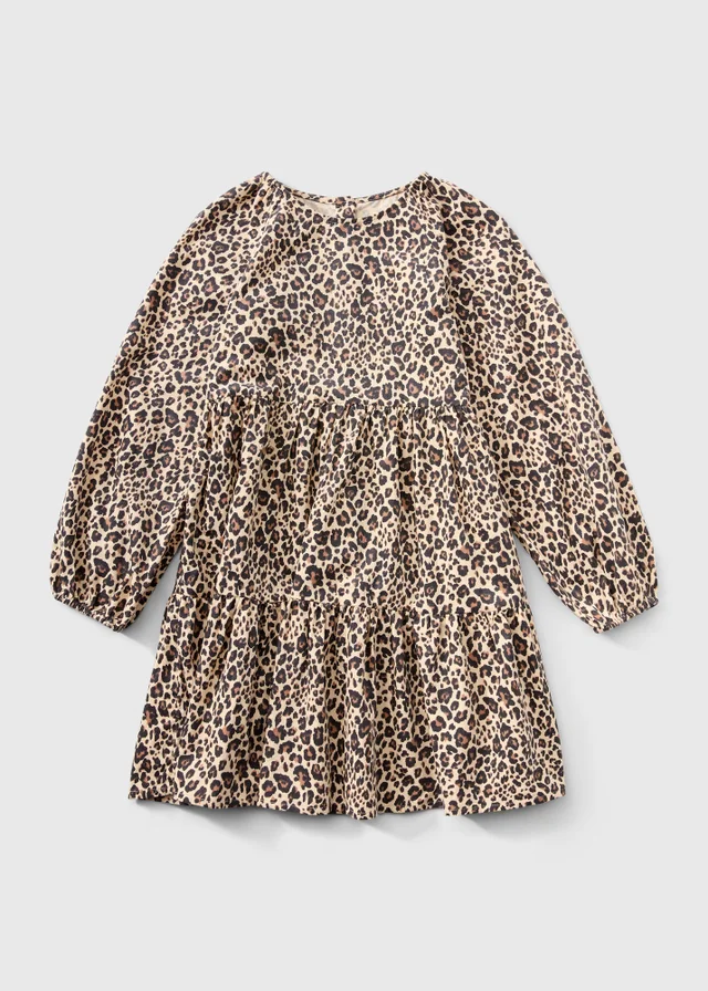 Girls Brown Leopard Print Dress (7-15yrs)