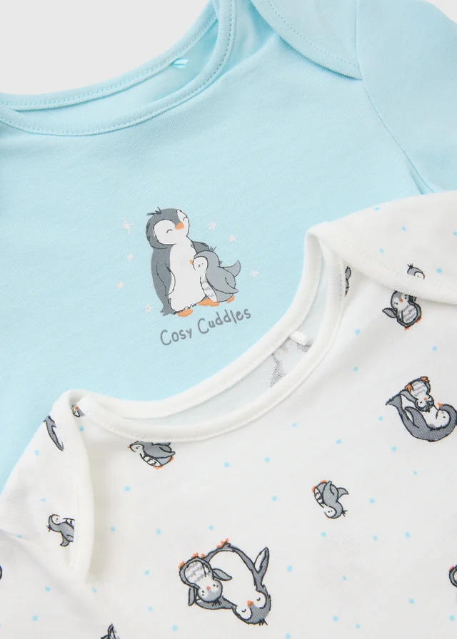 2 Pack Baby Blue Penguin Pyjamas (0-23mths)