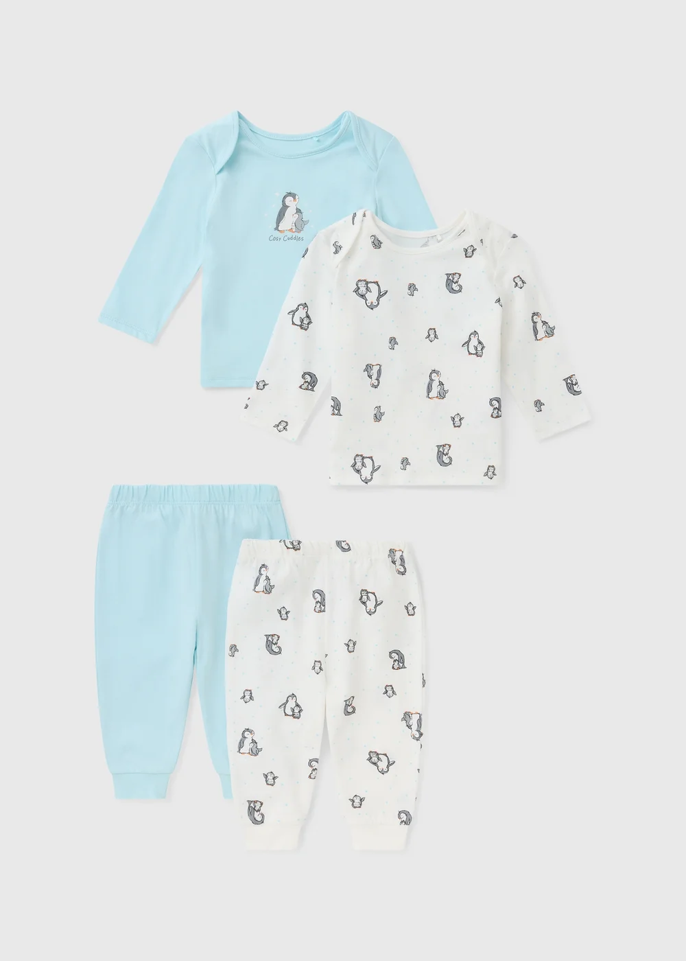 2 Pack Baby Blue Penguin Pyjamas (0-23mths) - 6-9 months Image 1