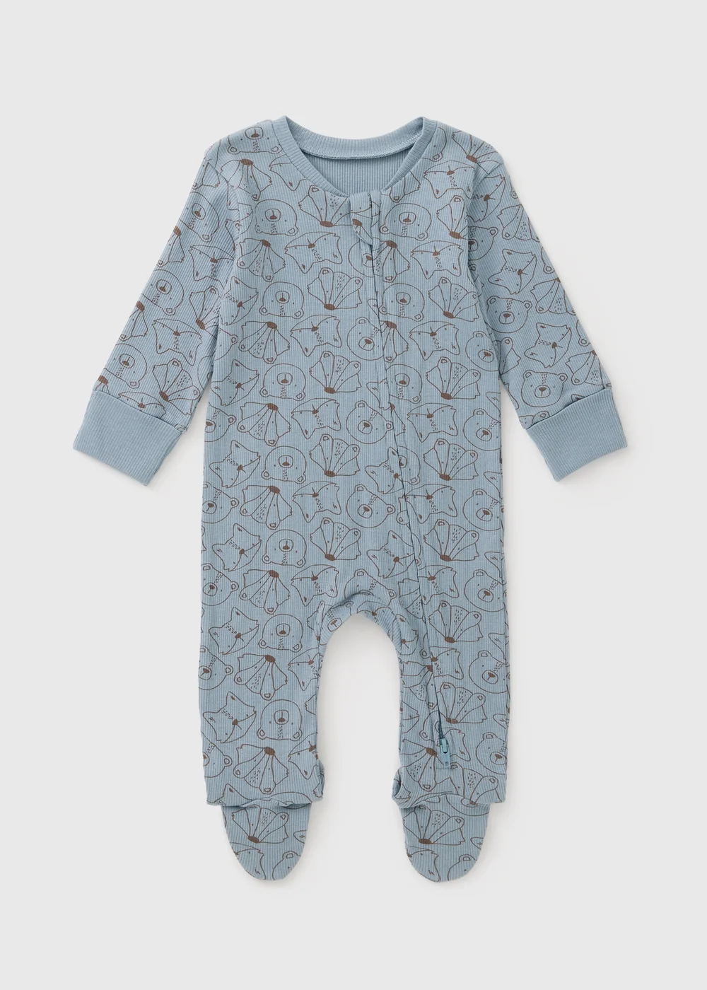 Baby Blue Woodland Print Sleepsuit (0-23mths) - First Size Image 1