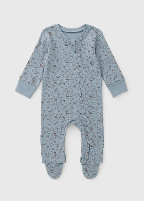 Baby Blue Woodland Print Sleepsuit (0-23mths) - First Size Image 1