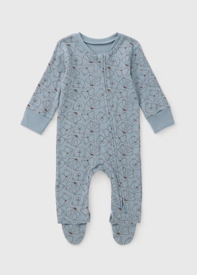 Baby Blue Woodland Print Sleepsuit (0-23mths)