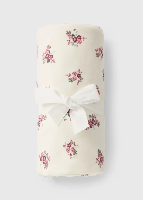 Baby Cream Floral Print Shawl Blanket - One Size Image 1