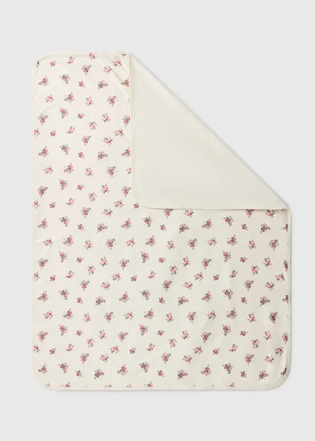 Baby Cream Floral Print Shawl Blanket