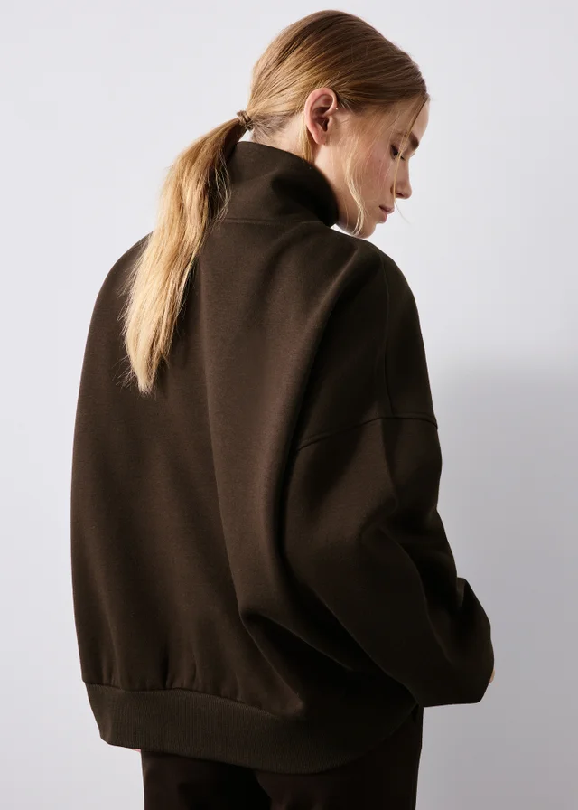 Chocolate Brown Half Zip Hoodie