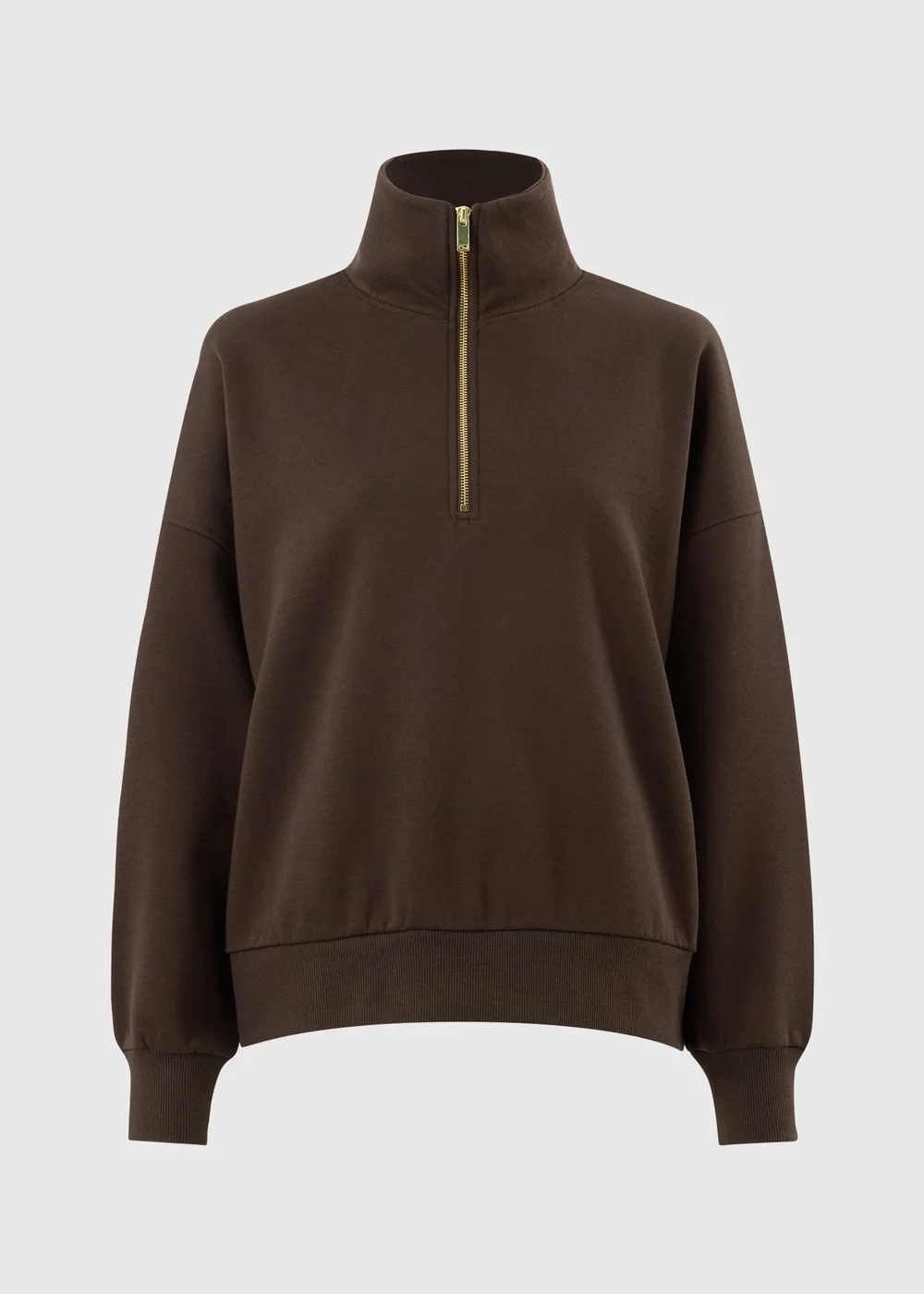 Chocolate Brown Half Zip Hoodie - S Image 1