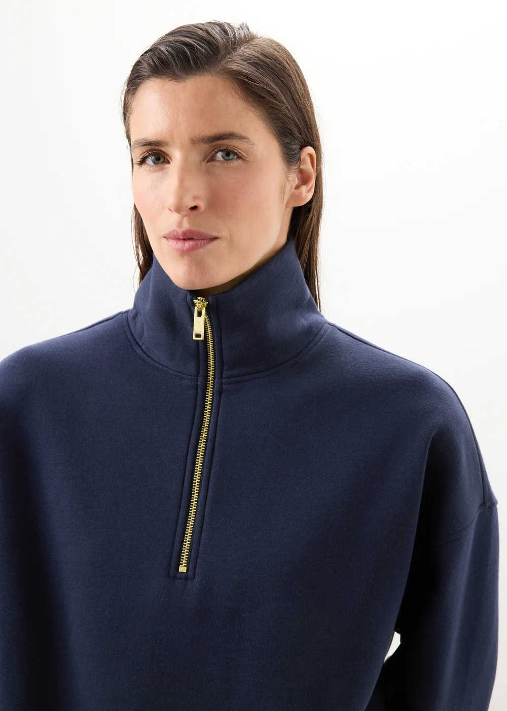 Navy Half Zip High Collar Jumper - XS Image 3