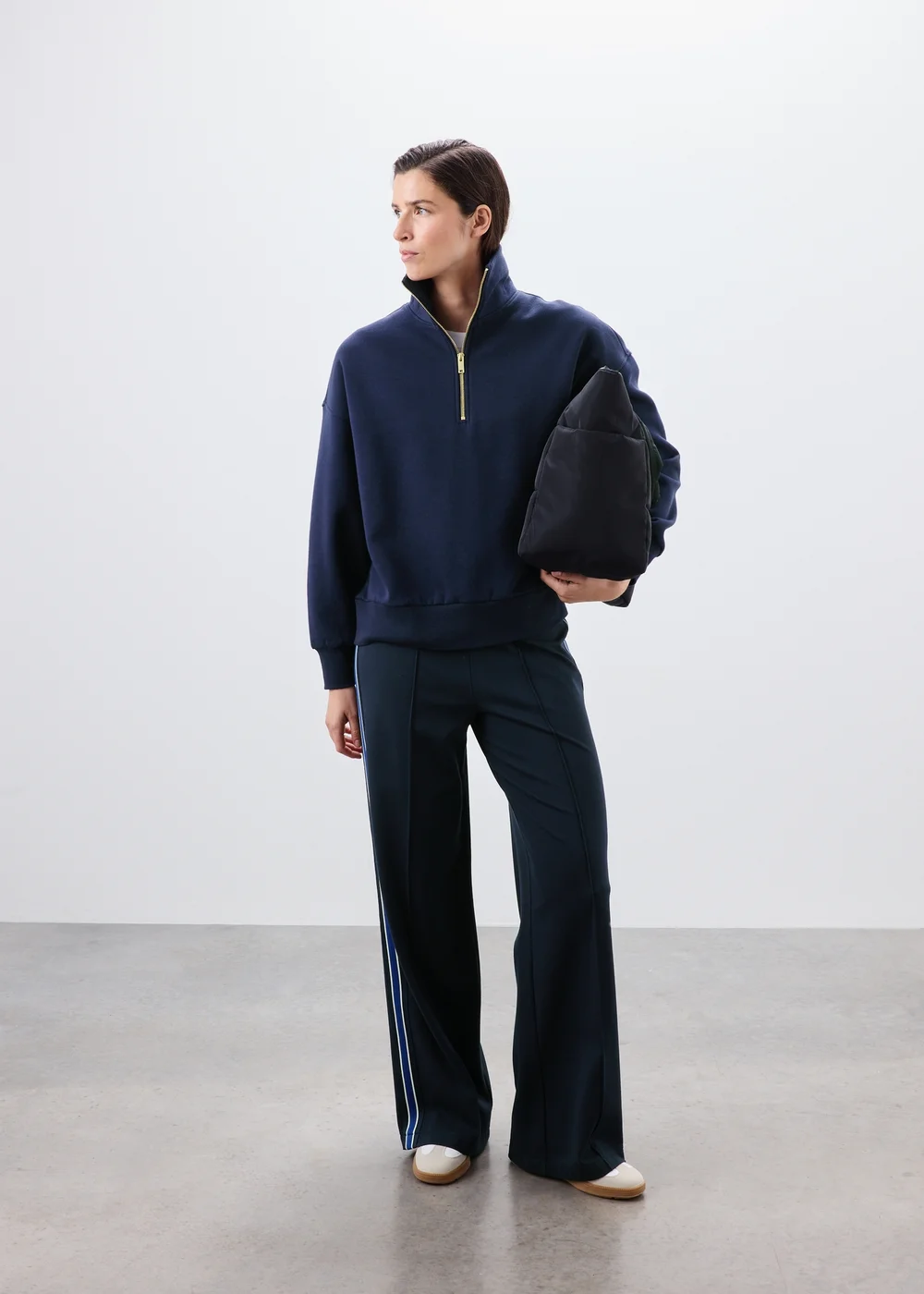 Navy Half Zip High Collar Jumper - XS Image 4