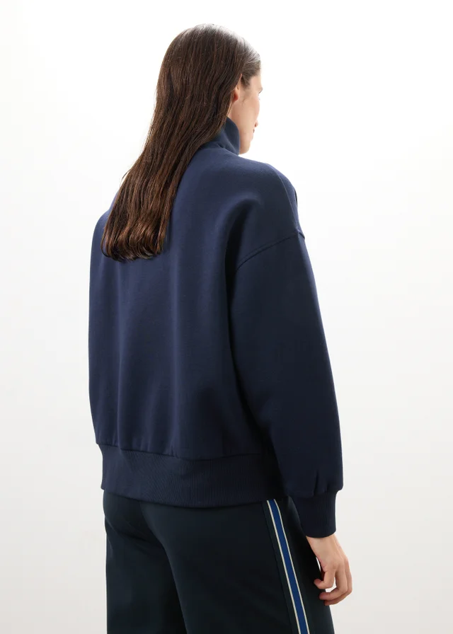 Navy Half Zip High Collar Jumper