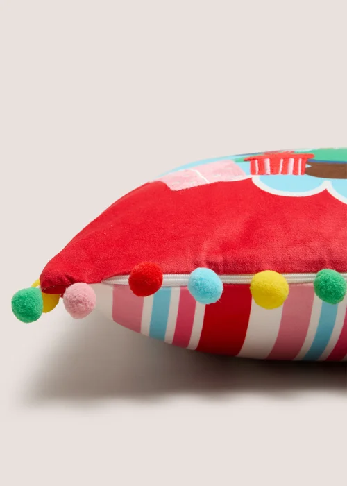 Stitch Red Pom Pom Cushion Image 2
