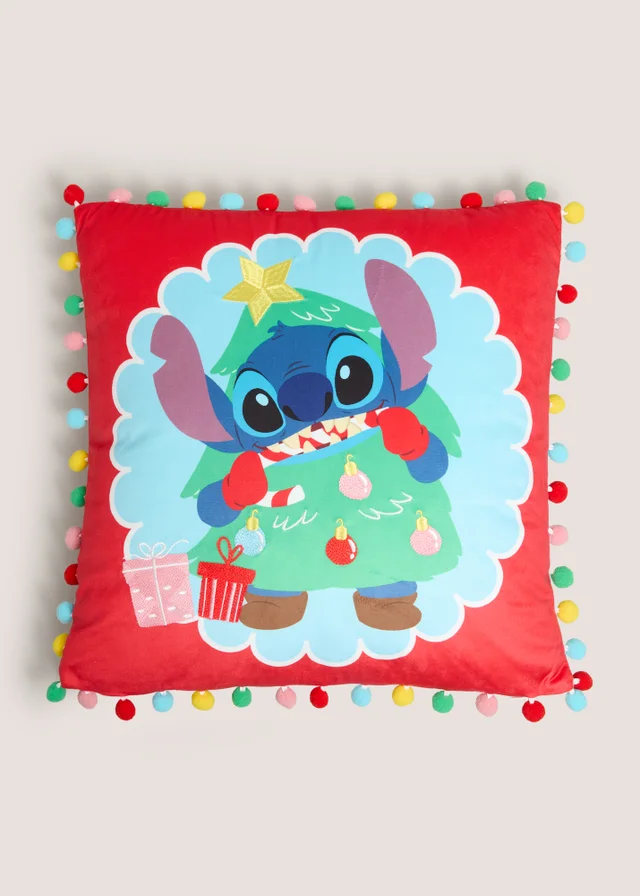 Stitch Red Pom Pom Cushion