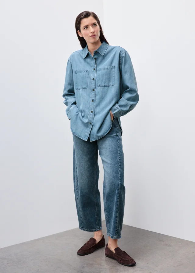 Denim Mid Blue Pocket Shirt