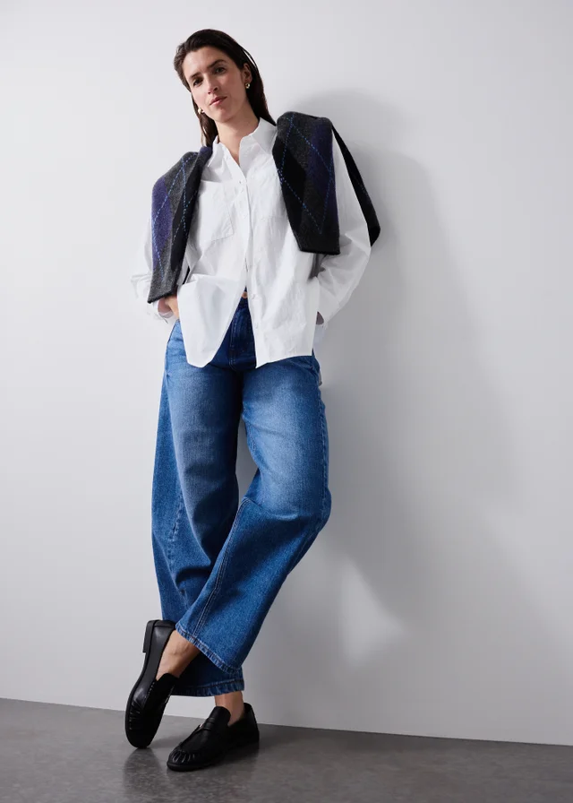White Poplin Double Pocket Shirt