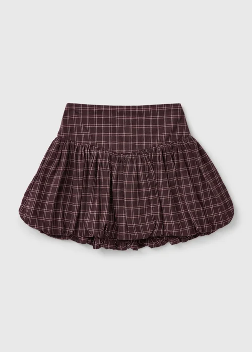 Girls Burgundy Check Puffball Skirt (7-15yrs) - 7 Yrs Image 1