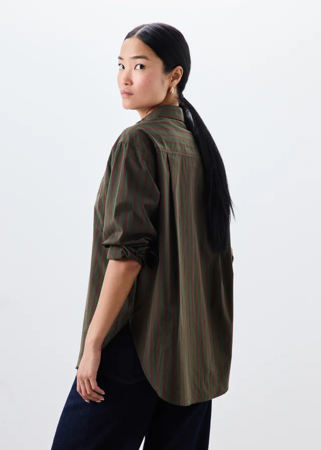 Khaki Green Striped Shirt