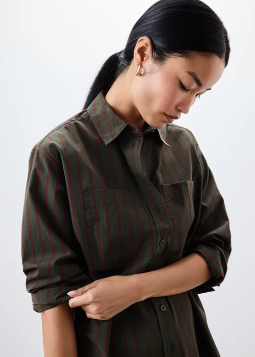 Khaki Green Striped Shirt - 8 Image 3
