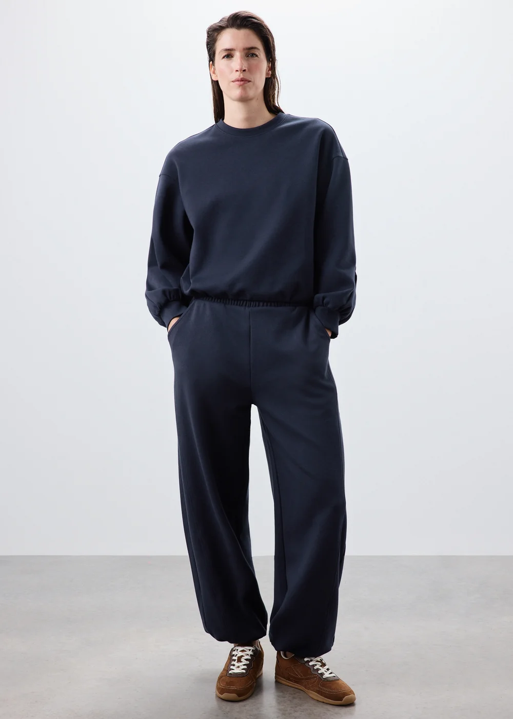 Navy Barrel Leg Co Ord Jogging Bottoms - 8 Image 1