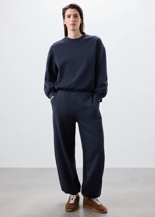 Navy Barrel Leg Co Ord Jogging Bottoms - 8 Image 1
