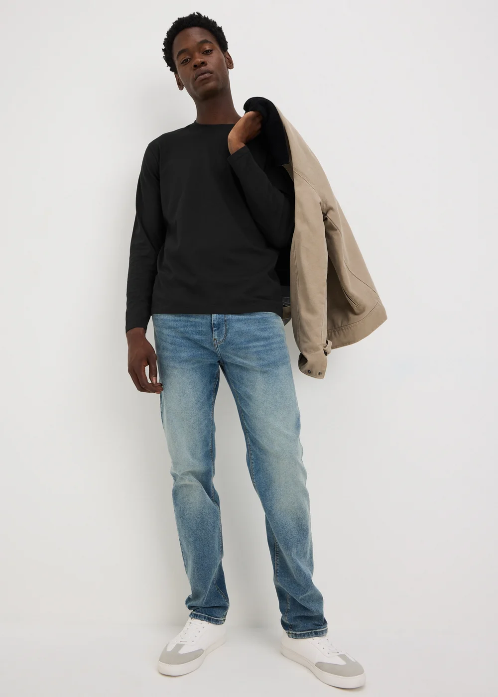 Black Long Sleeve Basic Crew Neck T-Shirt - XS Image 1