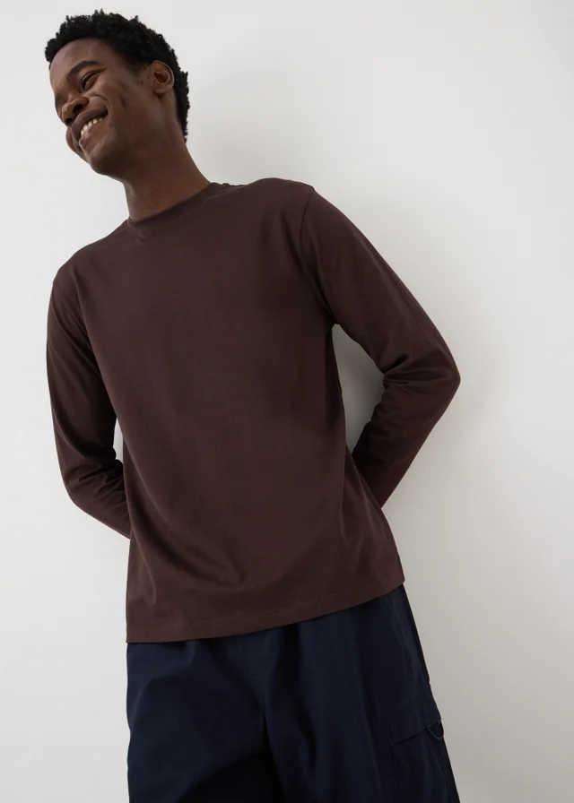 Burgundy Long Sleeve Basic T-Shirt