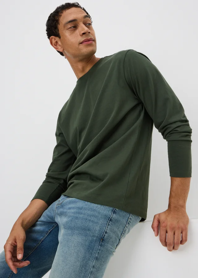 Green Long Sleeve Basic T-Shirt