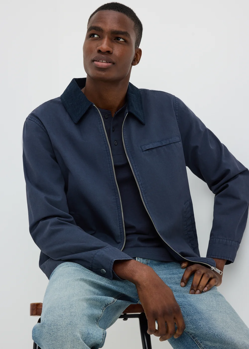 Navy Long Sleeve Grandad T-Shirt - XS Image 3