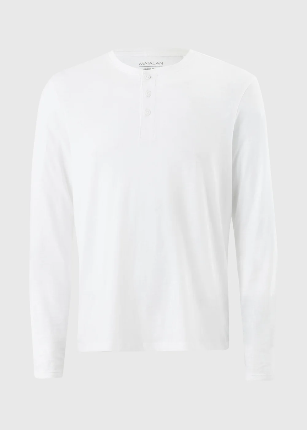 White Long Sleeve Grandad Crew T-Shirt - XS Image 4