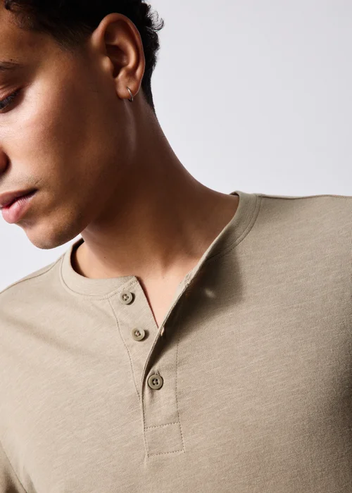 Stone Long Sleeve Grandad Neck T-Shirt - XS Image 3