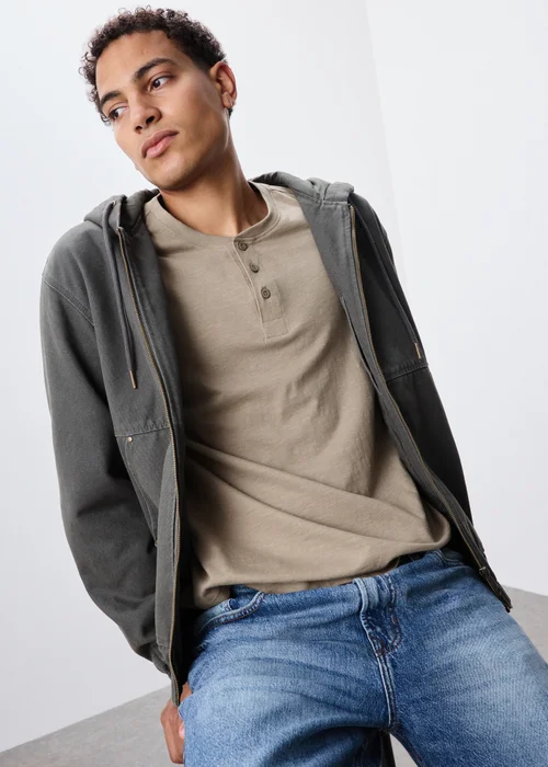 Stone Long Sleeve Grandad Neck T-Shirt - XS Image 4