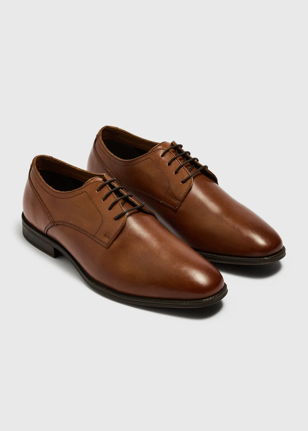 Tan Smart Leather Derby Shoes - 6 Image 1
