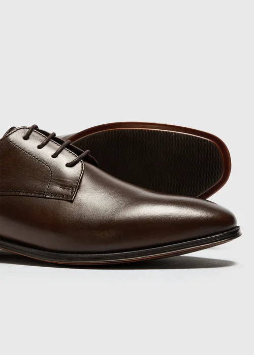 Dark Brown Leather-Look Derby Shoes - 6 Image 2