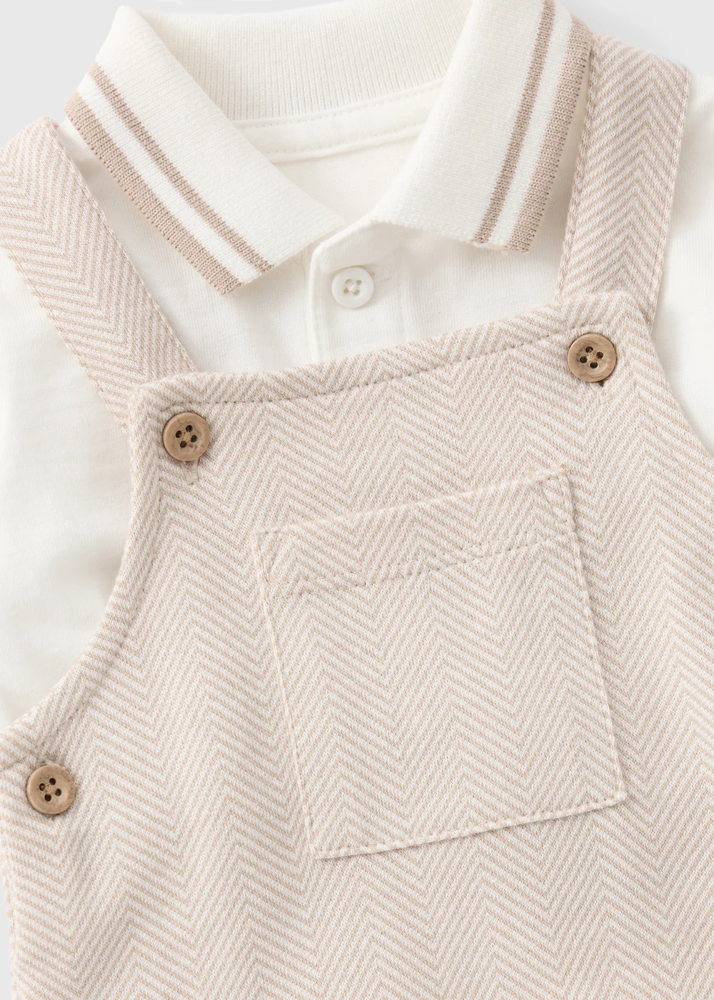 Baby Beige T-Shirt & Dungaree Set (0-23mths) - 0-3 months Image 2