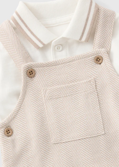 Baby Beige T-Shirt & Dungaree Set (0-23mths) - 0-3 months Image 2