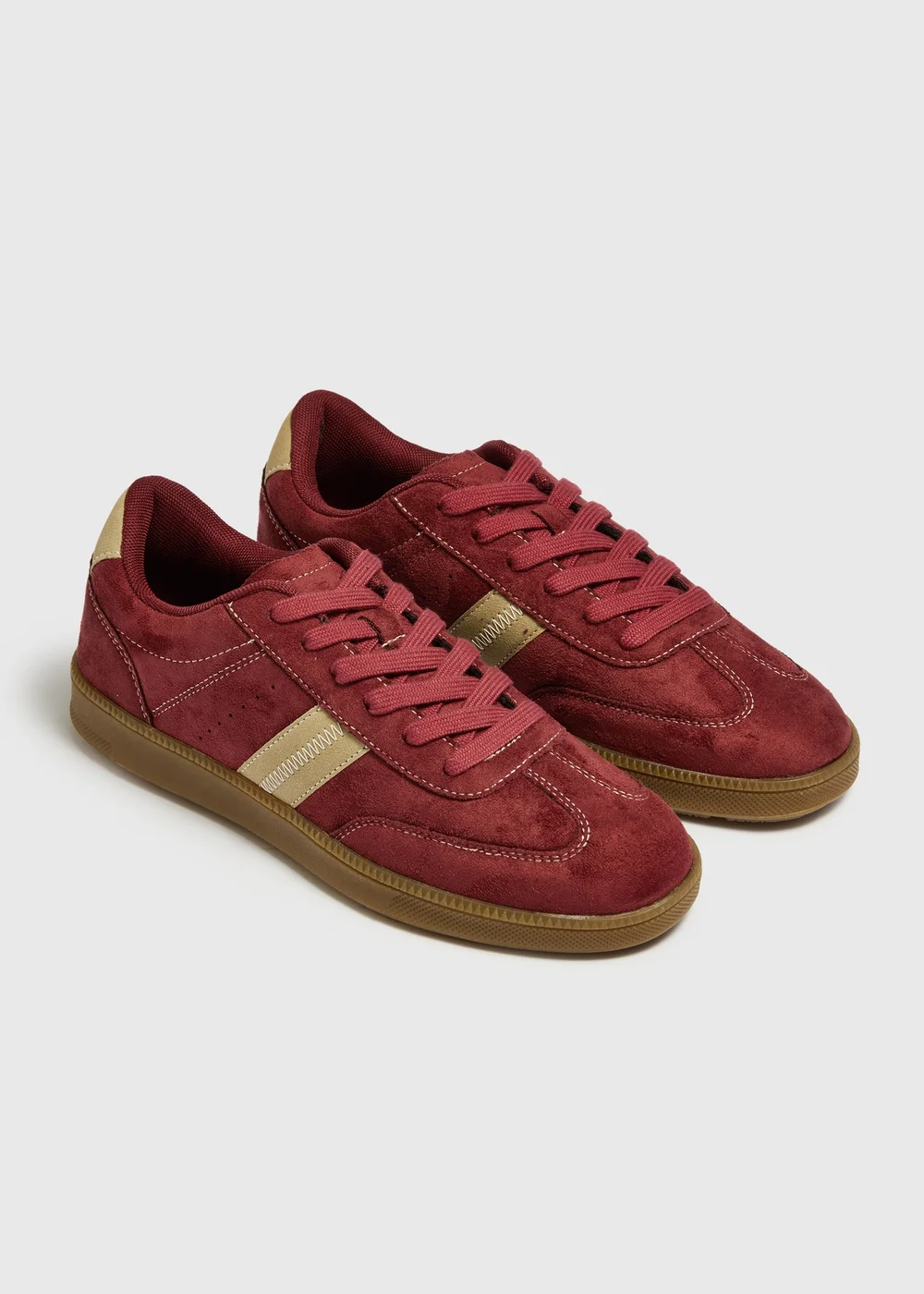 Burgundy Retro Trainers - 3 Image 2