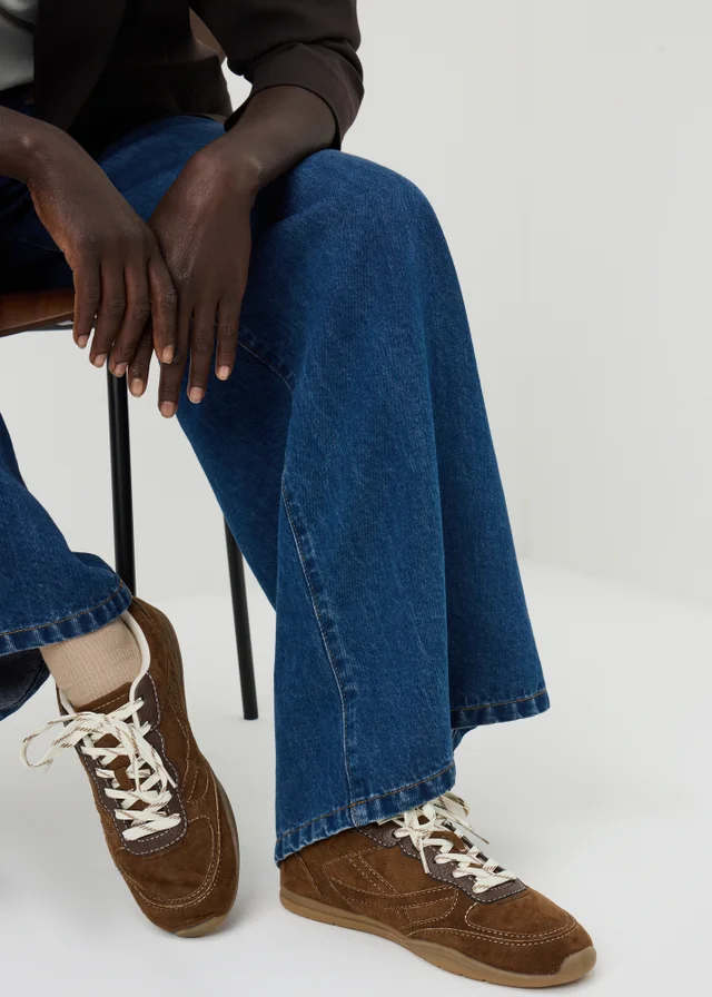 Chocolate Retro Faux Suede Trainers