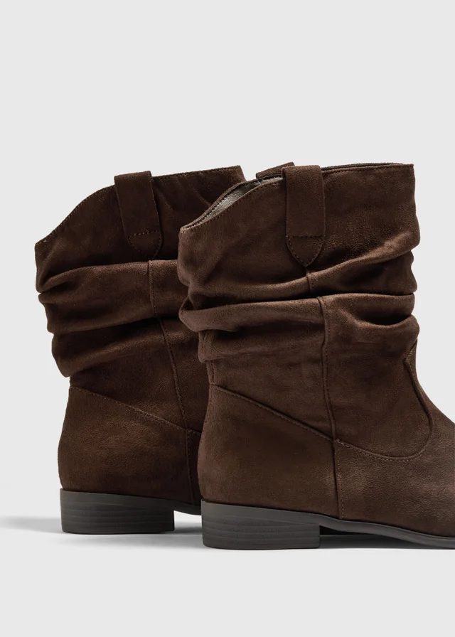 Brown Slouch Flat Boots